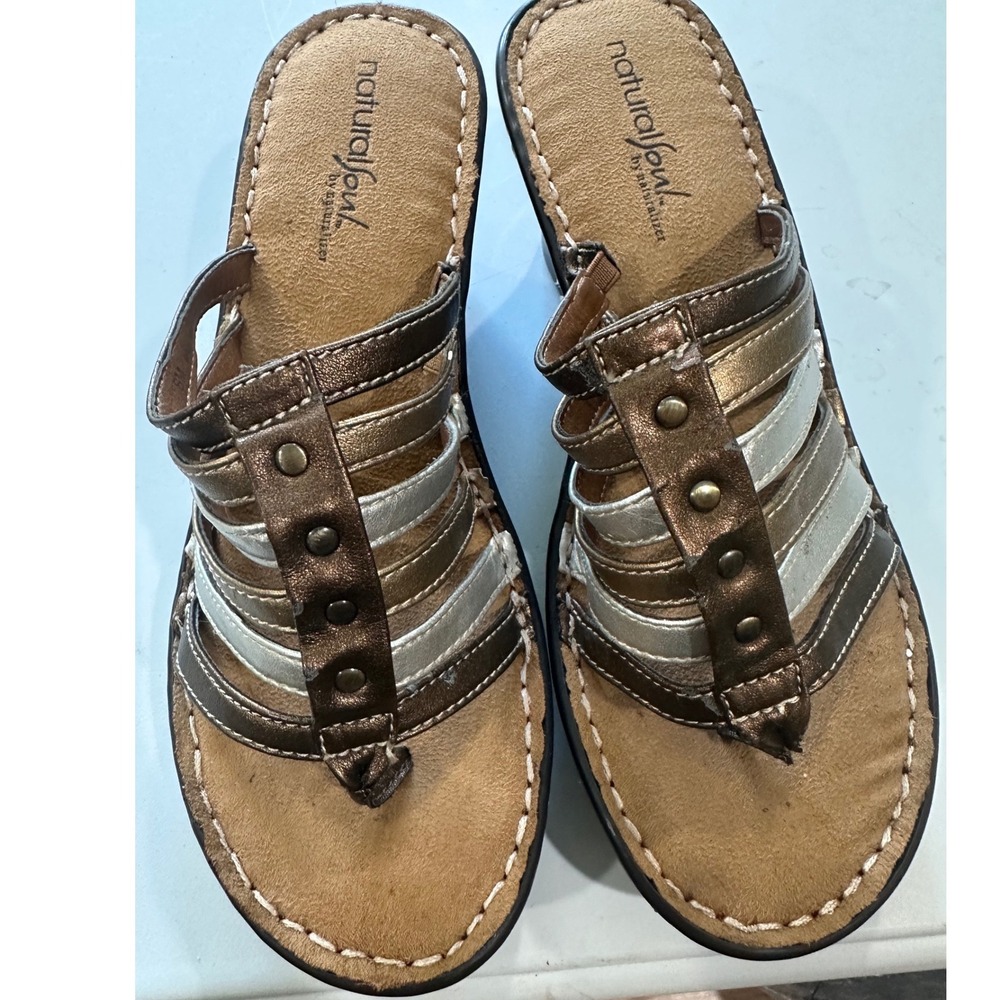 Natural Soul by Naturalizer Loreta-10 Bronze Gold Wedge Sandals Womens 8 M